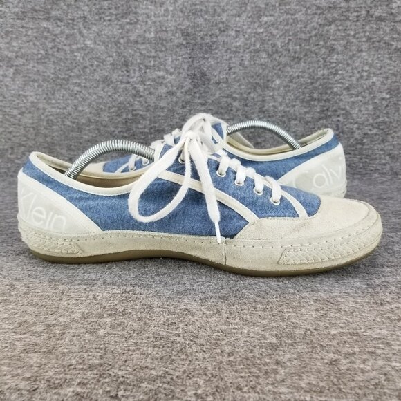 ✅Calvin Klein TRICKY Casual Leather/Fabric Blue/White Sneakers Men's 10M Skater - Picture 9 of 10